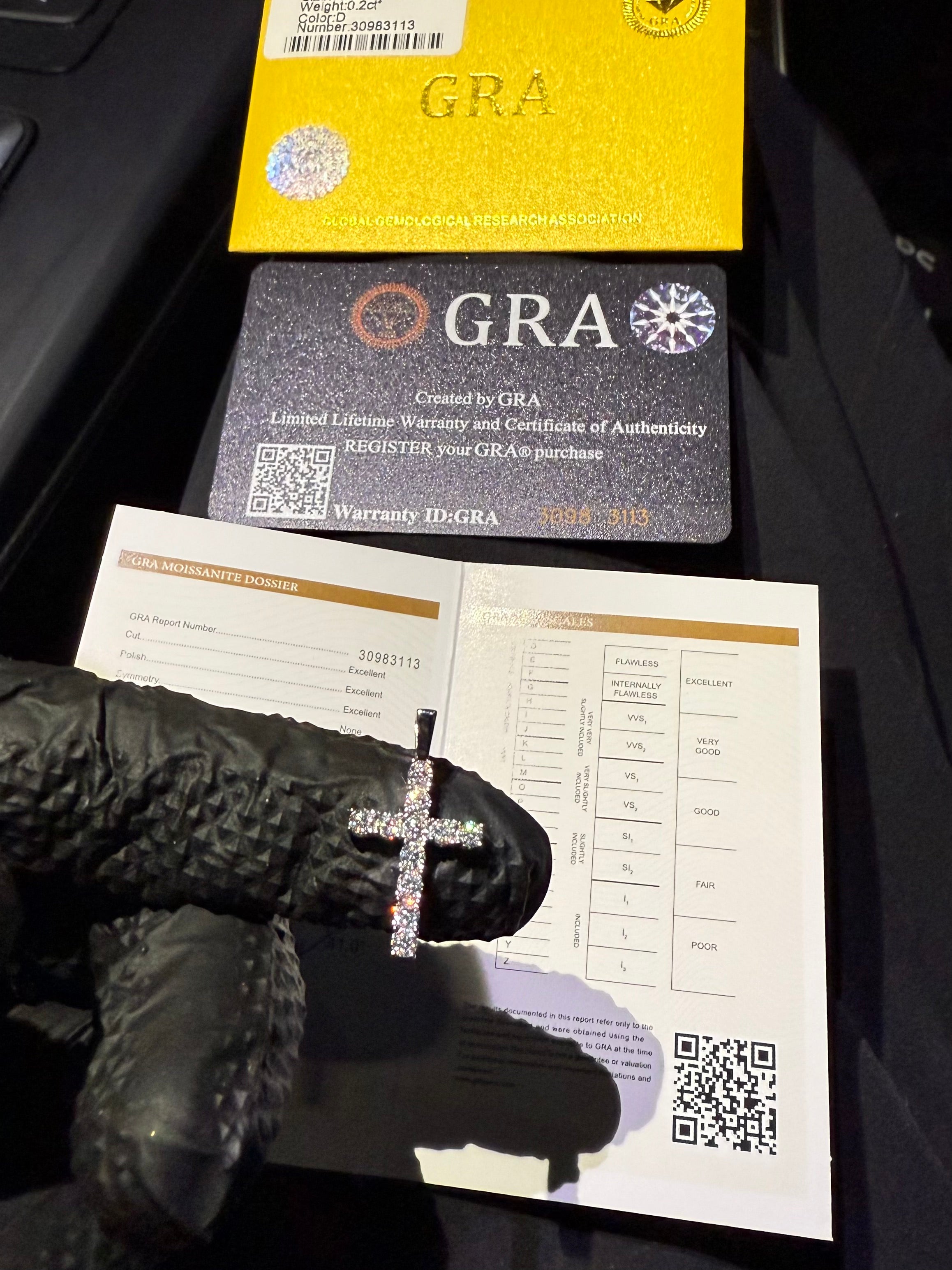 MOISSANITE CROSS PENDANT  925 SILVER - VVS1 - D COLOUR