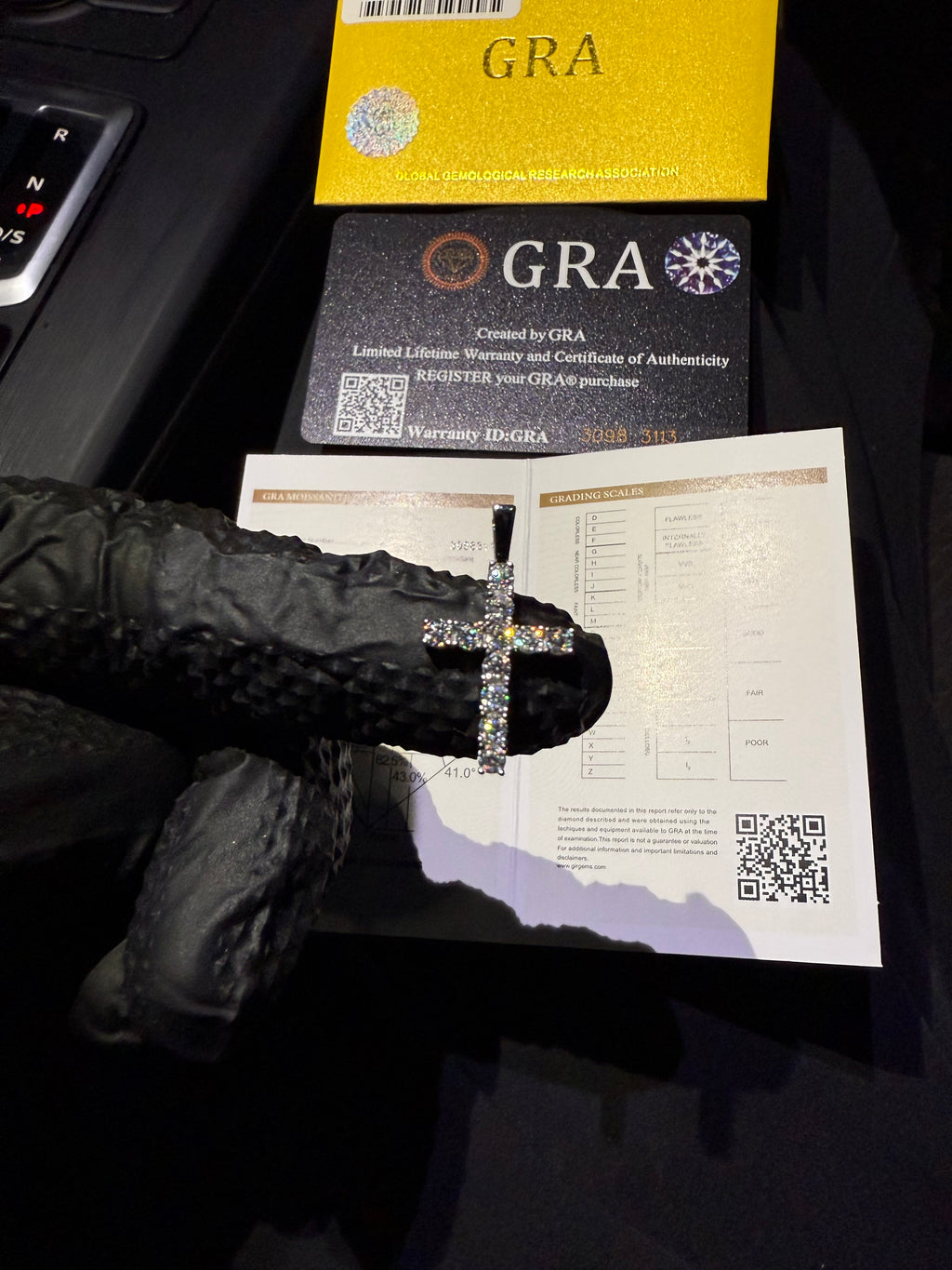 MOISSANITE CROSS PENDANT  925 SILVER - VVS1 - D COLOUR