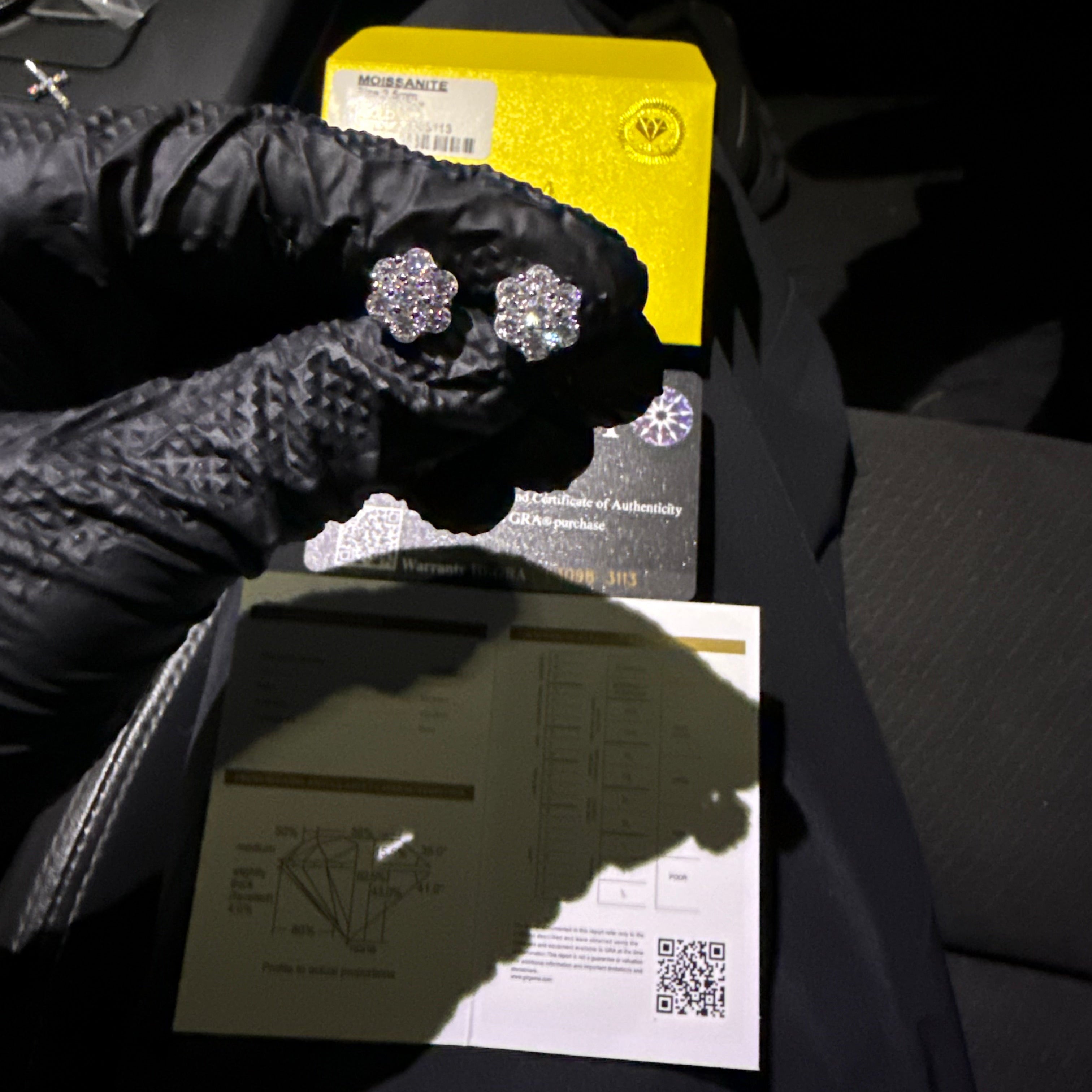 MOISSANITE DIAMOND EARNING WHITE GOLD PLATED 925 STERLING SILVER